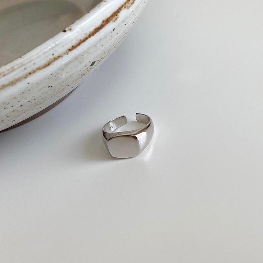 Chunky Silver Ring, Silver Stacking Ring, Square Band Ring, Sterling Silver Ring